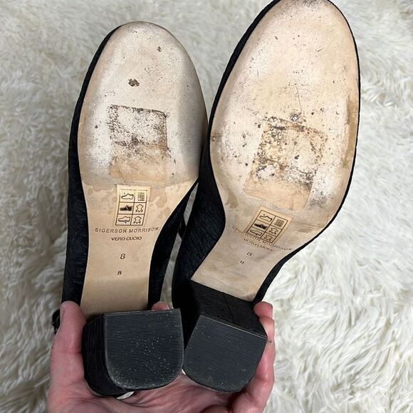 Sigerson Morrison Block Heels Velvet Plum Ankle Strap Heels Black Minnie Mouse - Picture 5 of 6